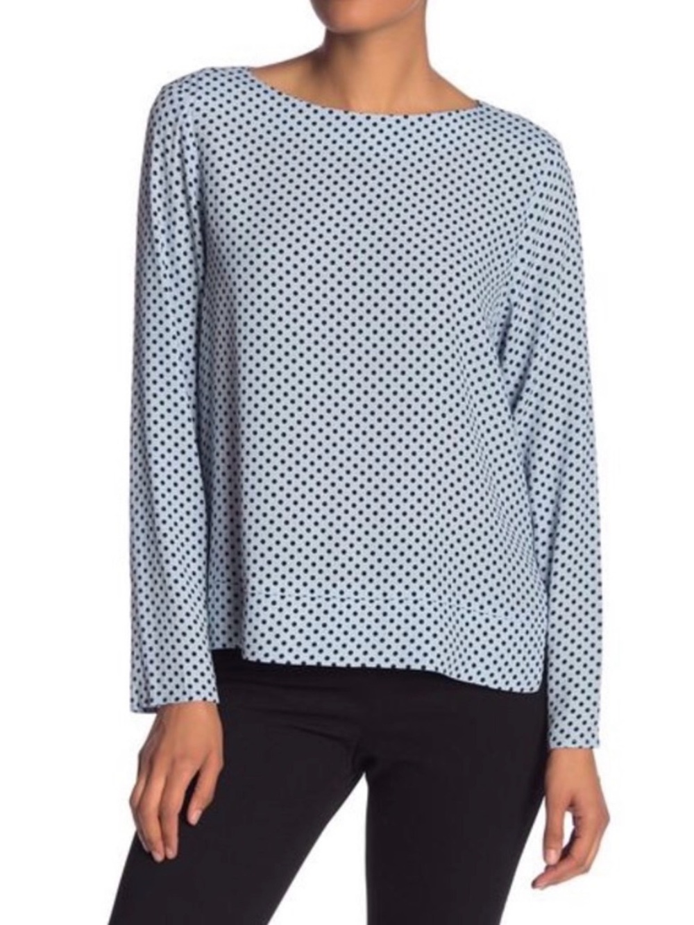 Philosophy Light Blue Polka Dot Long-Sleeve Top
